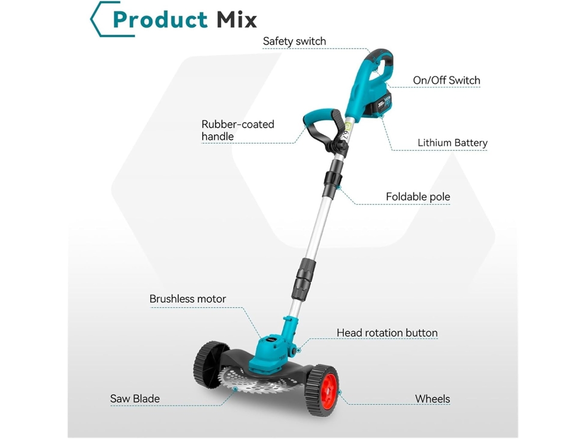 Tondeuse À Gazon Électrique Sans Balais De 9 Pouces, 36 000 Tr/min, Coupe-herbe Fil