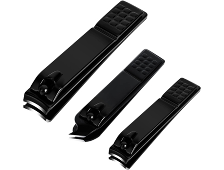 juego de alicates para uñas de acero inoxidable negro (juego de 3 con estuche negro)