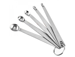Juego de 5 piezas de acero inoxidable Rebe con cucharas medidoras y tazas para café, té y condimentos, utensilios de cocina en varios tamaños.