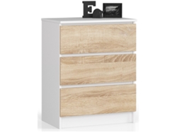 Cómoda Akord K60 Blanco 60 Cm 3 Cajones Frente En Color Roble Sonoma 60x40x77 Cm