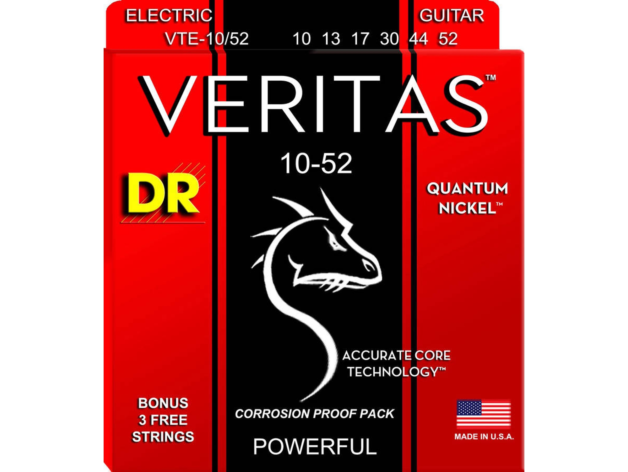 Juego de Cuerdas Guitarra Eléctrica DR VTE-10/52 (0.13 - .013 - .017 - .030 - .044 - .052 - Níquel)