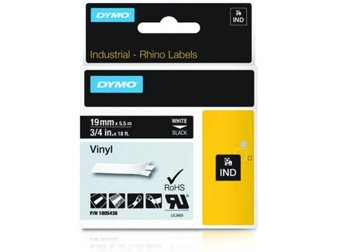 Cinta Laminada DYMO 1805436 Blanco sobre Negro