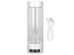 Botella De Agua Hidrogenada Recargable De 400 Ml, 600-1600 Ppb, Vidrio De Borosilicato, Color Plata.