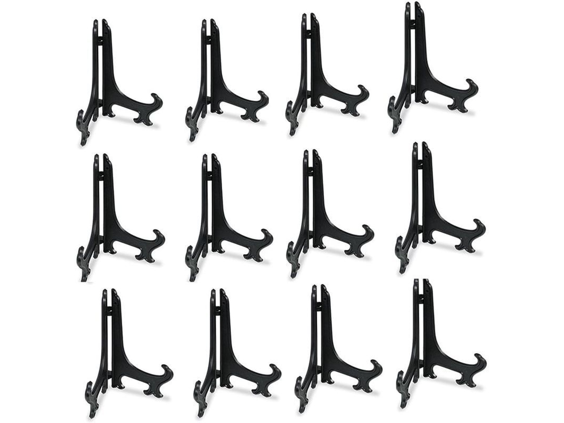 Linjou Soportes De Exhibición De Platos De Plástico Negro De 6" (12 Unidades/juego) Para Marcos De Fotos Y Marcos