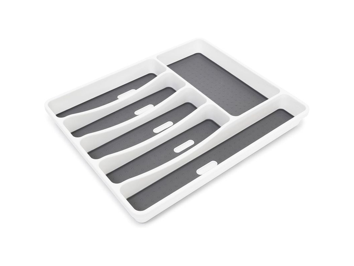 Bandeja De Plástico Para Cubiertos Con 6 Compartimentos, 5x32,5x40,5 Cm, Antiadherente, Blanco/antracita.