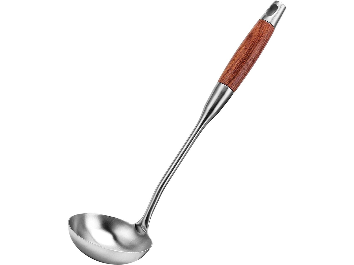 Cuchara Sopera De Acero Inoxidable 304 - Durabilidad Profesional - Mango De Madera Resistente Al Calor - 35 Cm