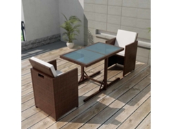 Conjunto de bistró de 3 piezas con cojines de mimbre marrón de DKD Home Decor