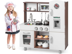 COSTWAY Cocina De Madera Con Luces Y Sonidos – Cocinita Infantil Con Estufa, Horno Y Accesorios Para 3+ Años