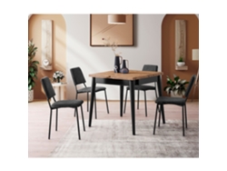 Mesa de comedor extensible 4 personas estilo industrial madera y negro 80 cm PALLINI