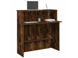 Mostrador de recepción de 100x50x103,5 cm, fabricado en madera de roble ahumado.