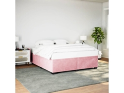 Estructura Cama Sin Colchón Terciopelo Rosa 200x200 Cm
