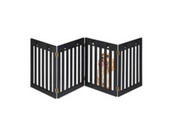 Relaxdays Barrera De Seguridad Para Mascotas Plegable, Valla Protectora Sin Taladro, 60 X 204 Cm, Mdf, Negro