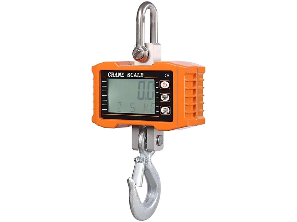 Báscula de grúa de alta resistencia para trabajos al aire libre, báscula electrónica de gancho con pantalla LCD retroiluminada, función de retención