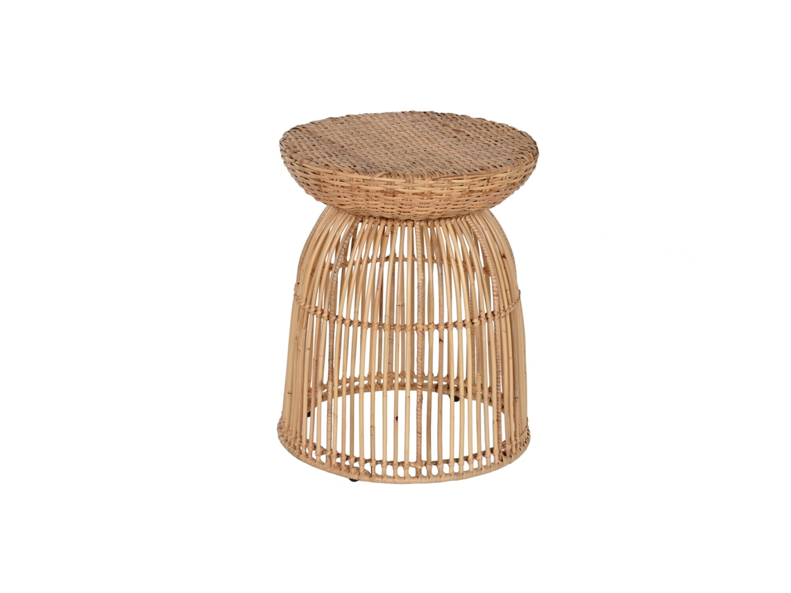 Mesita Auxiliar Ratán Acero Natural 43x43x50cm