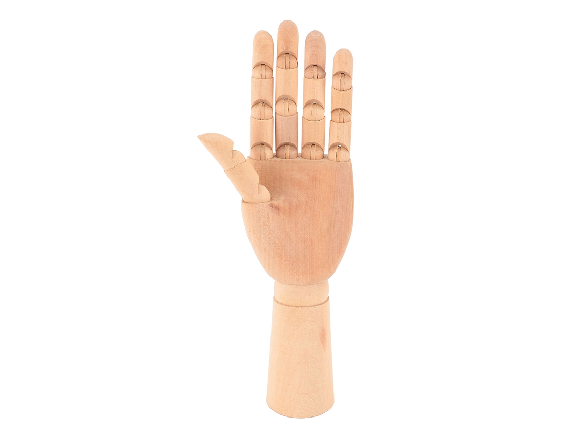 Modelo De Madera De Mano Izquierda Con Dedos Flexibles Y Móviles Para Fines Educativos Y Artísticos.