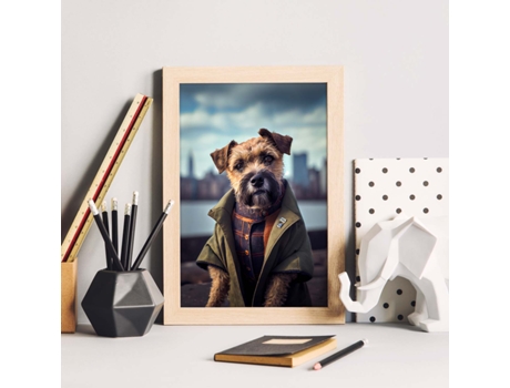 NACNIC Lámina Border Terrier Confiado En Estilo Fotografía A Todo Color Divertidas Ilustraciones Realistas De Animales Con Ropa Humana