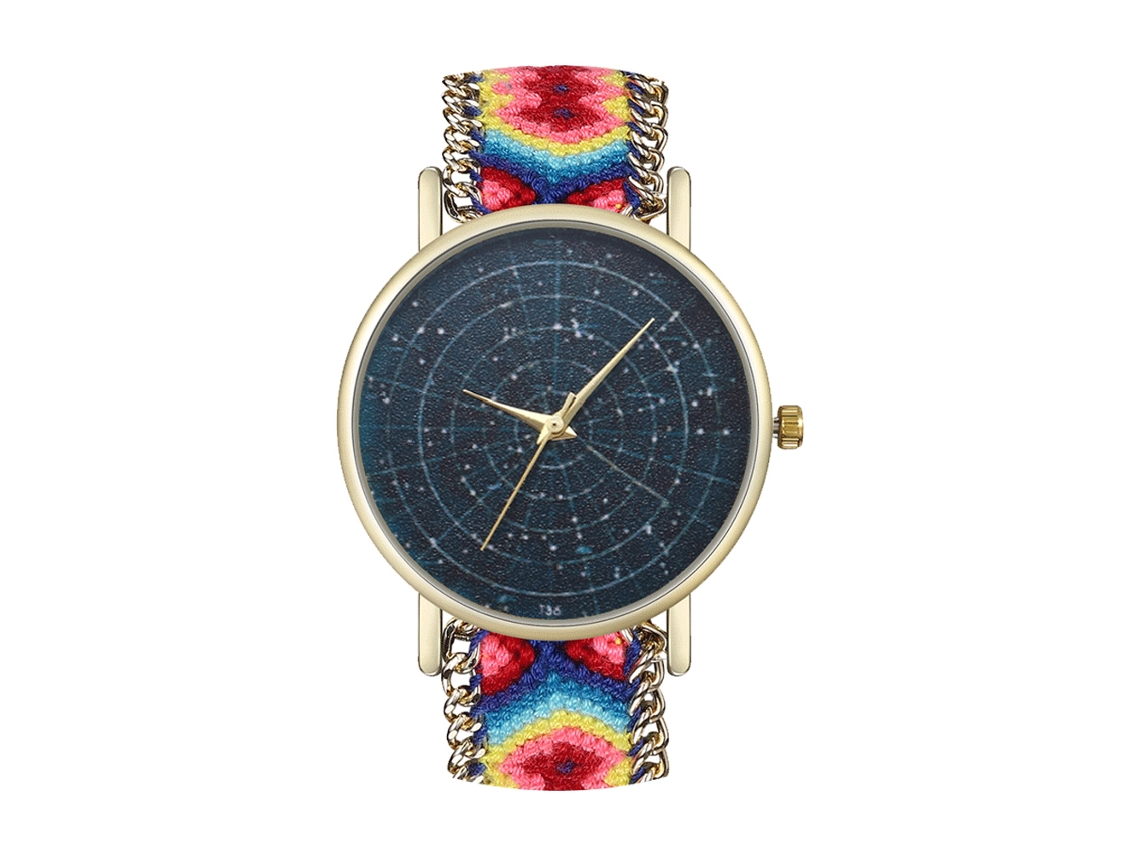 Reloj De Pulsera Redondo De Cuarzo Con Correa De Lana Tejida - Regalo De Moda