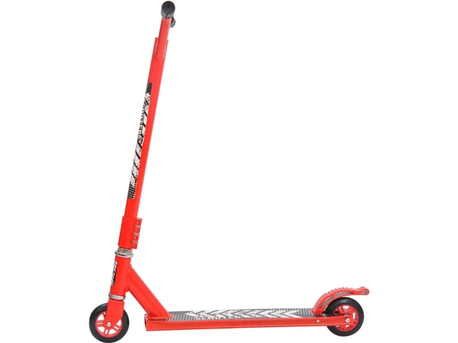 Patinete Homcom Freestyle rojo stunt scooter kick trick de acrobacia barra fija giratorio 360° carga 100kg 655x50x79 cm aluminio