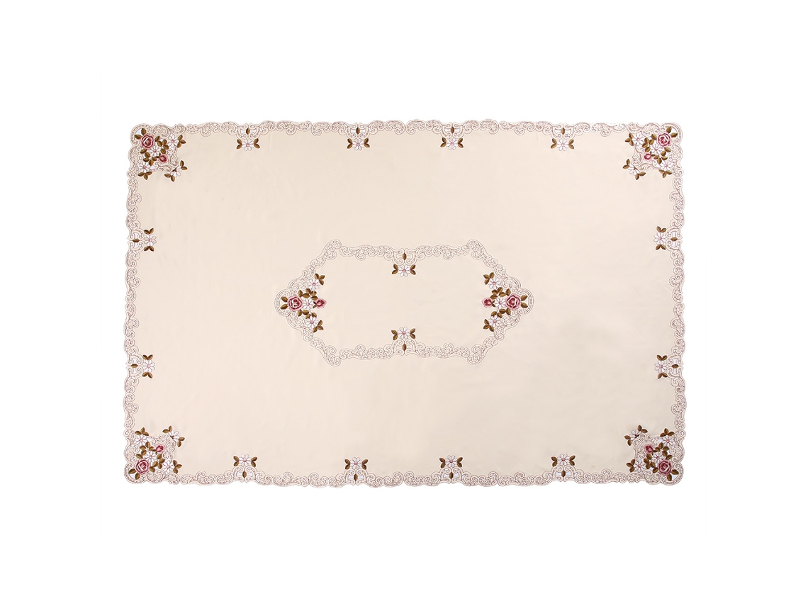 VIVILIYYA Toalha de mesa bordada com flores vermelhas 150x220 cm para mesa de festa