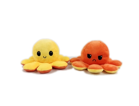 Pulpo de Simulación Suave de Doble Cara Feliz Triste Enojado Muñeco de Peluche de Juguete Naranja Amarillo