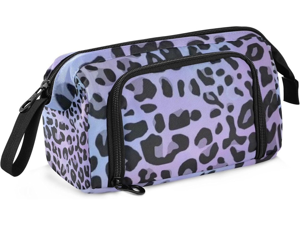 Besportble Estuche De Gran Capacidad Con Asa Y Leopardo Nailon Robusto 24 X 9,5 15 Cm