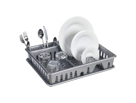 Escurreplatos De Plástico Escurridor De Platos 2 Módulos Con Bandeja Anti Goteo Resistente Pp5 Gran Capacidad Color Gris DED
