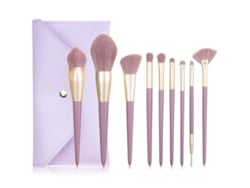 Kit De Brochas De Maquillaje Profesionales Y Para Uso Diario, Cerdas Sintéticas Veganas, Color Morado Claro, 9 Piezas.