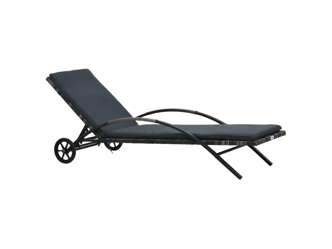 Tumbona con Almohada y Ruedas Vime Pie Antracite