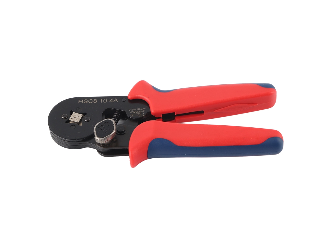Mini herramienta de crimpado industrial con trinquete autoajustable HSC8 104A, mejorada para cables y terminales.