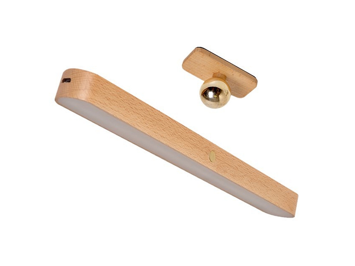 Lámpara de pared LED de madera, funciona con pilas, recargable por USB, luz nocturna LED regulable.