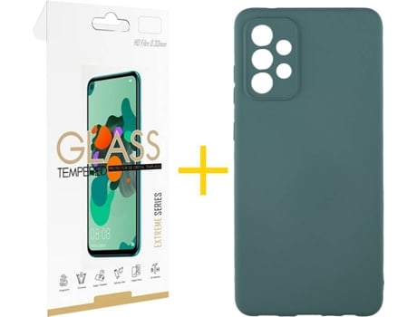 Kit Funda + Protector de Pantalla Samsung Galaxy A72 5G SKYHE Silicona Líquida (Verde)