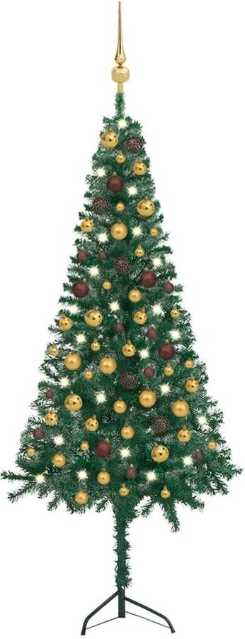 Set Árbol De navidad artificial esquina led y verde 150 cm vidaxl con luzes 55x28x150