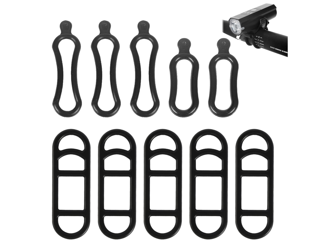 Paquete de 10 correas de silicona para bicicleta, elásticas, soporte para linterna, accesorios para bicicleta, soporte para linterna