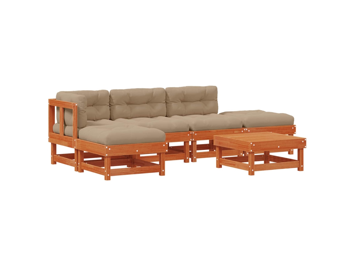 Maison Exclusive - Conjunto De Sofás De Jardín 6 Pcs Marrón Cera