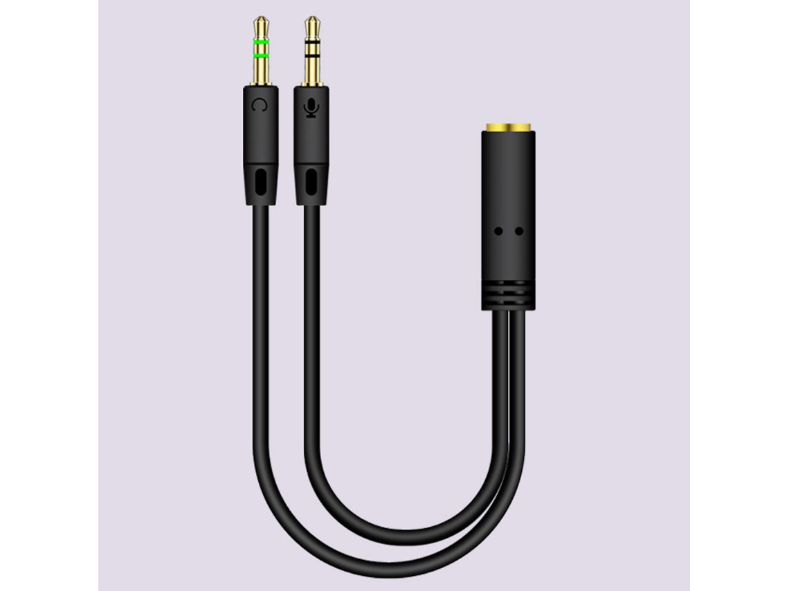 Cabo Adaptador Áudio Splitter 3.5mm Fêmea Para 2 Machos Para Fones De Ouvido E Mic De Computador