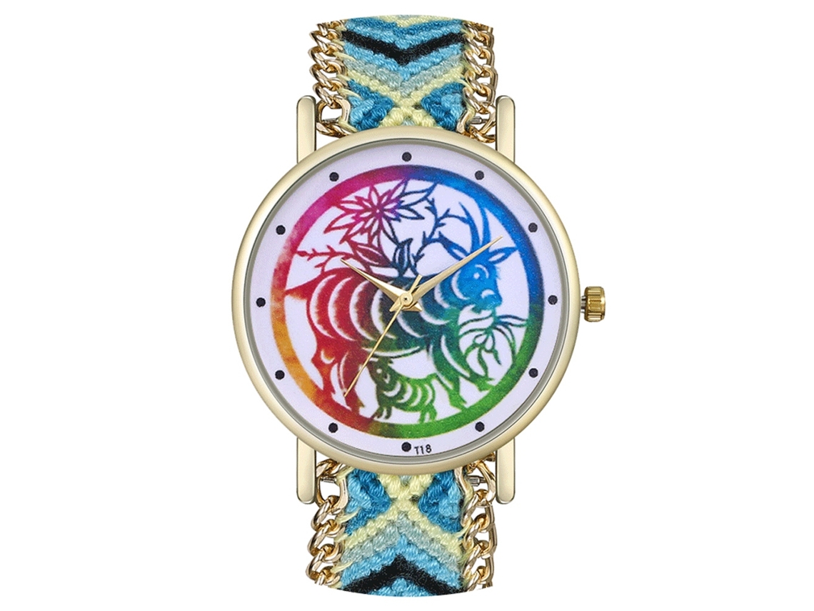 Reloj De Pulsera Unisex Zhoulianfa Con Correa Tejida Y Patrón De Recorte De Papel.
