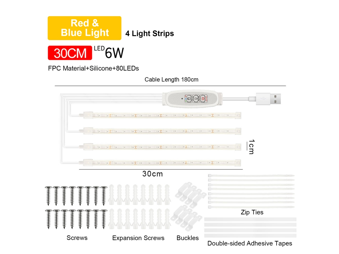 2026-tiras De Luz Led Para Plantas Interior Con 4 Niveles De Brillo Y Temporizador Inteligente Usb Plug And Play