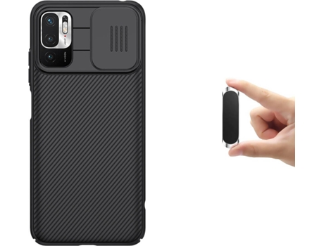 Funda Xiaomi Poco M3 Pro 5G Camshield Nillkin con Protección Cámara Slide y Soporte Magnético Multifunción Negro
