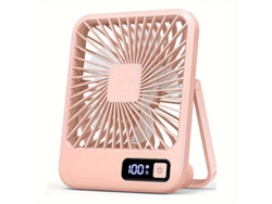 Ventilador De Escritorio Portátil Recargable Por Usb Con Pantalla De Alimentación Digital 5 Velocidades Ajustables (rosa) Gertiz