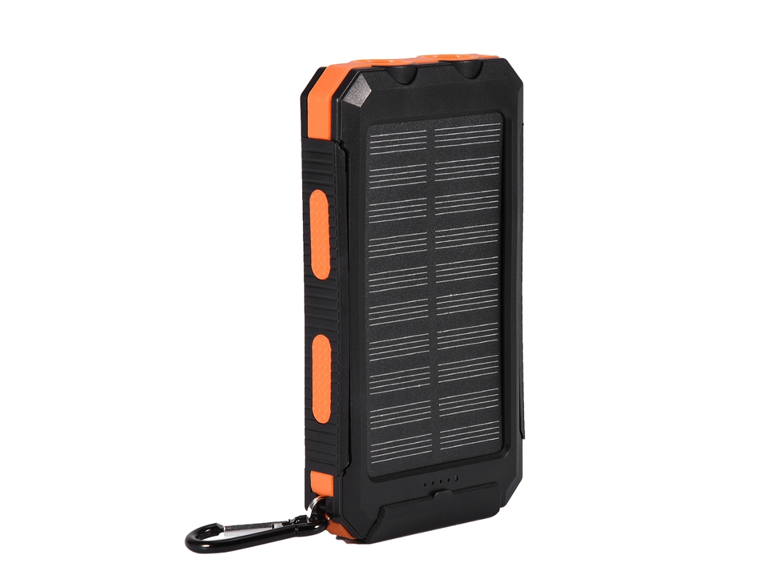 Kit Diy Power Bank Solar Portátil 10000mah Com Bússola Carga Rápida Dual Usb Preto Laranja