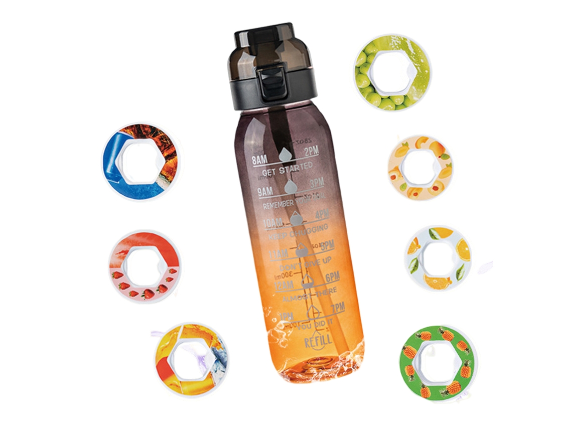 Botella de agua con cápsulas de sabor Rnemitery