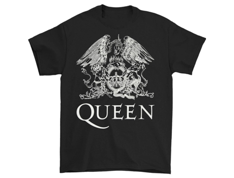 Camiseta ROCKINSTONE Logotipo de Queen White en camiseta negra (Algodón - XXXL)