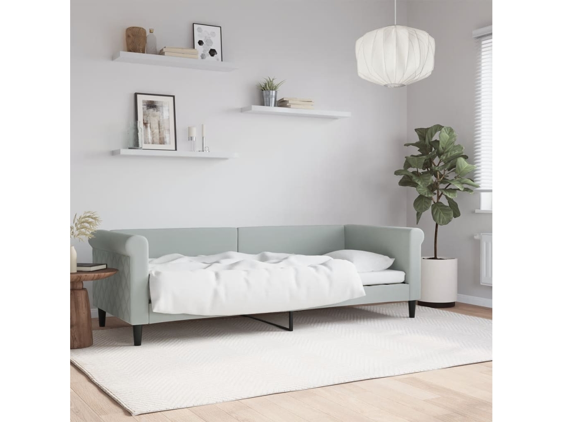 Sofá Cama Sin Colchón Terciopelo Gris Claro 80x200 Cm