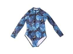 2026rebe-traje De Baño Entero Para Mujer Manga Larga Con Estampado De Hojas Y Flores, Cremallera, Talla Xl