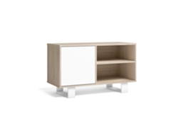 Mueble Tv 100 Con Puerta Izquierda, Modelo Wind, Color Roble Y Blanco, 95x40x57cm