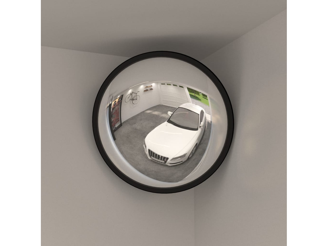 Espejo De Tráfico Convexo Para Interiores, Acrílico Negro Ø40 Cm