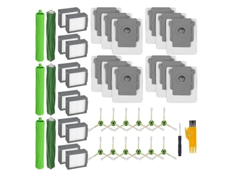 Kit de piezas de repuesto para aspiradora Roomba I7 I7 I6 I3 Pluse5 E6 E7, cepillos de goma, filtros Hepa, bolsas de cepillos laterales
