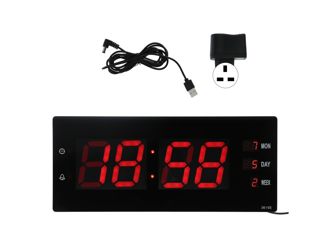 2026-reloj Digital De Pared Con Luz Nocturna, Temperatura Y Calendario, 100‑240v Plug Uk Para Hogar Y Oficina