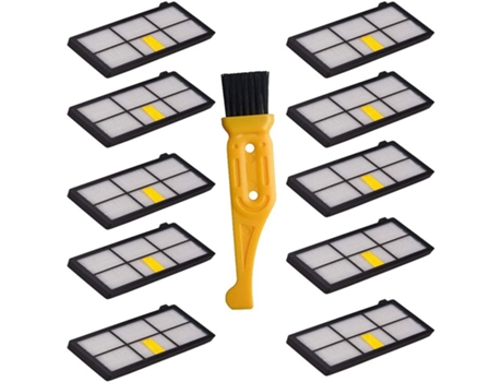 10 filtros Hepa y 1 cepillo de limpieza para Irobot Roomba 800 900 Series 860 870 871 880 960 980 Robot aspirador