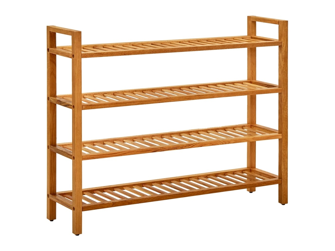Zapatero Organizador con 4 Estanterías 100X27X80 Cm Madera Roble Maciza